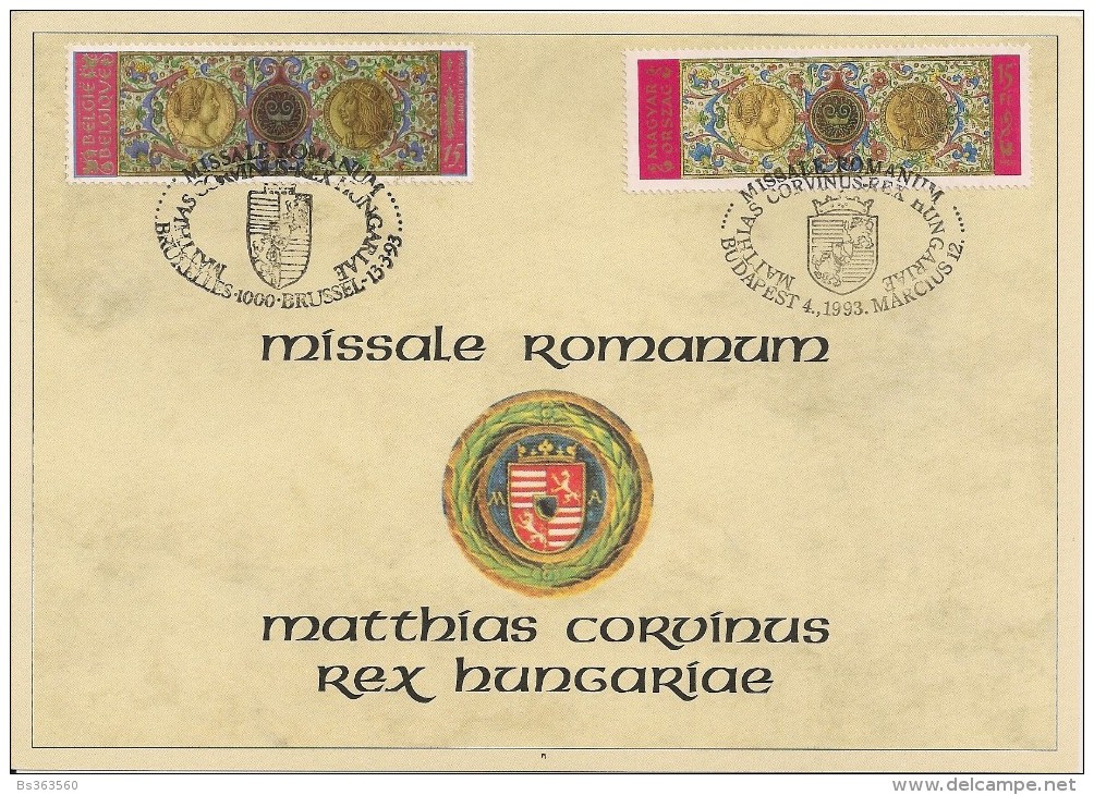 Carte-souvenir Hongroise De L´émission Commune Avec La Belgique - Missale Romanum - 2492HK - Herdenkingsblaadjes