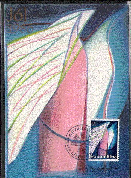 ISLANDE CARTE MAXIMUM NUM YVERT  614 NOEL ABSTRACTION SYMBOLIQUE - Maximumkaarten