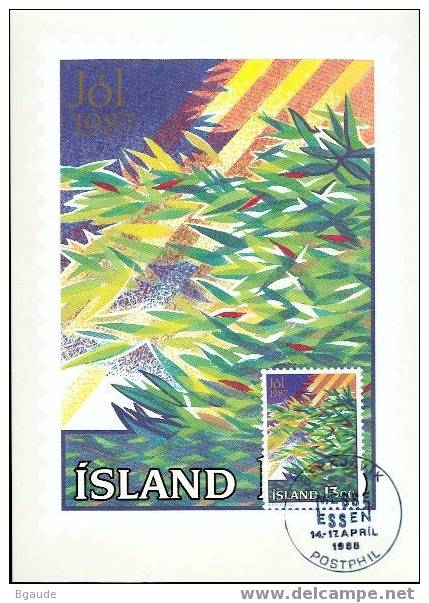 ISLANDE CARTE MAXIMUM   NUM YVERT  631 NOEL - Maximum Cards