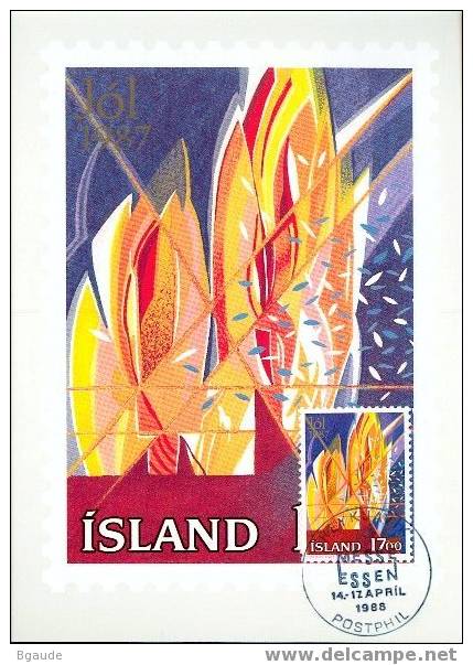 ISLANDE CARTE MAXIMUM   NUM YVERT  632 NOEL - Maximumkarten