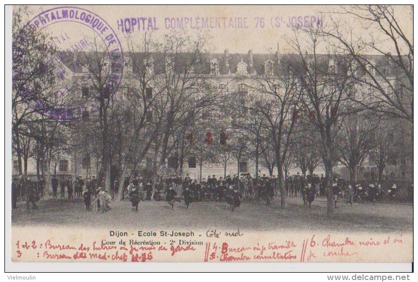 DIJON 21 ECOLE SAINT JOSEPH COUR DE RECREATION LOT DE 2 BELLES CARTES ANIMEES RARE !!! - Dijon