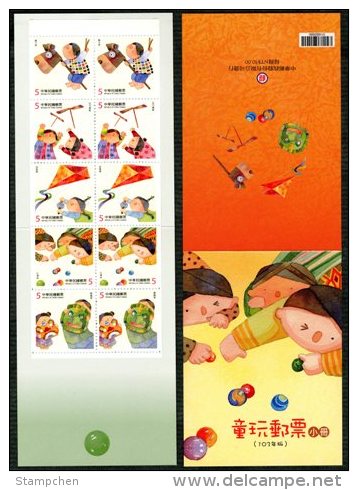 2014 Children At Play Stamps Booklet Toy Horse Bamboo Helicopter Kite Marble Lion Dance Dragonfly Kid Boy Girl Costume - Unclassified