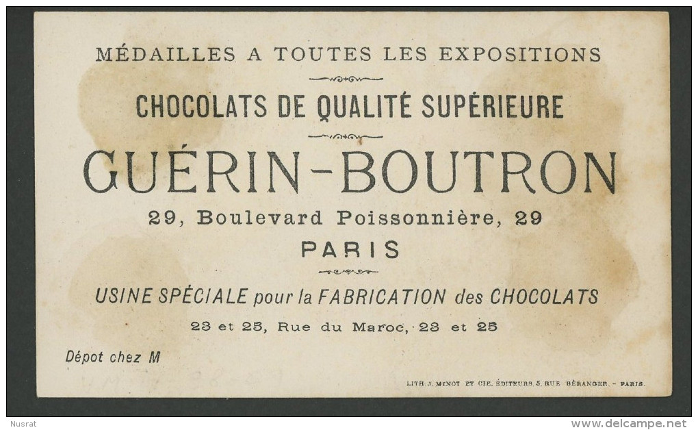 Jolie Chromo Guérin-Boutron, Lith. J. Minot, Chasse, Indien, Chasseur, Les Bisons - Guérin-Boutron