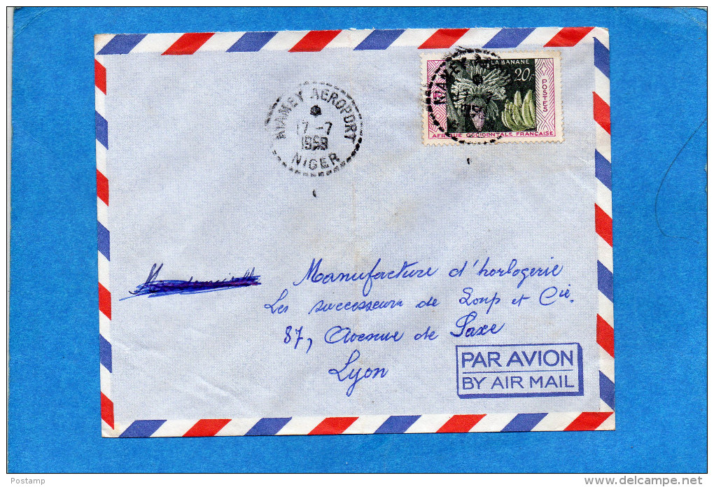 MARCOPHILIE-lettre NIGER--+cad-NIAMEY AEROPORT-1959+  -pour Françe - Covers & Documents