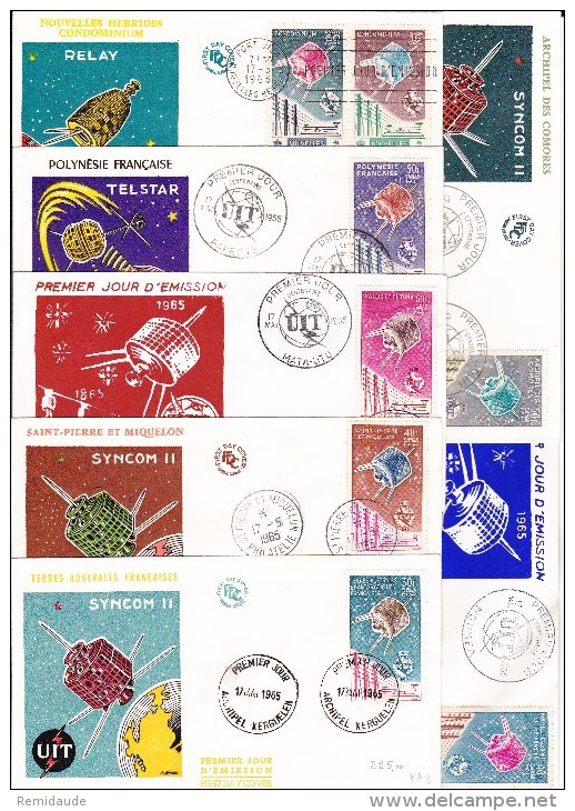 1965 - SERIE COMPLETE "UIT" (SAUF COMORES) RARE Sur 7 ENVELOPPES FDC - COTE SERIE ** = 520 EUR. - Non Classificati