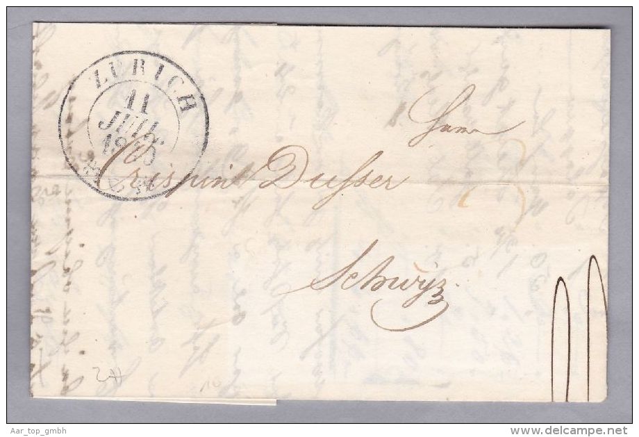 Heimat ZHs ZÜRICH 1840-07-11 Vorphila Brief  Nach Düsser Schwyz - ...-1845 Prephilately