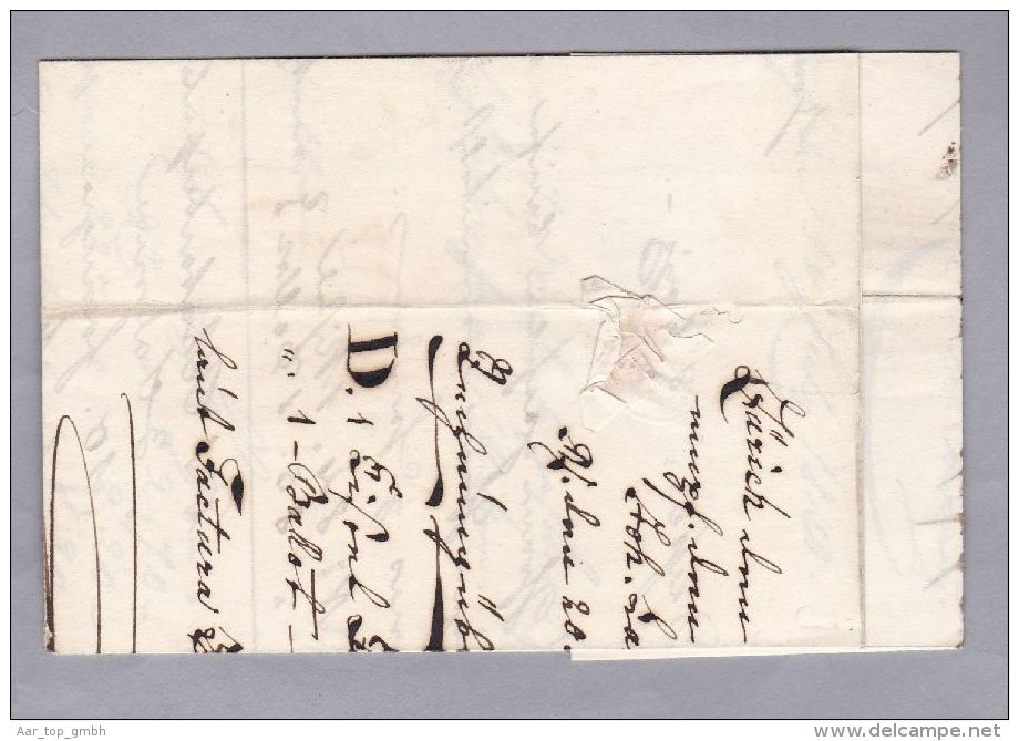 Heimat ZHs ZÜRICH 1840-07-11 Vorphila Brief  Nach Düsser Schwyz - ...-1845 Prephilately