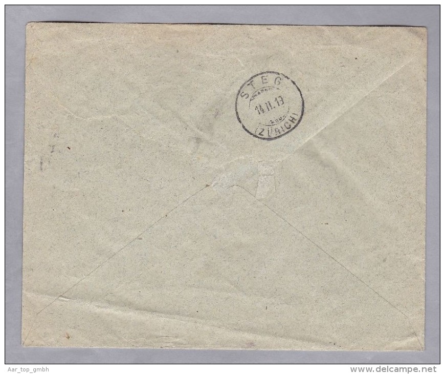 Heimat ZH  ZÜRICH STEG 1919-02-14 Taxierter Brief Von Wetzikon - Impuesto