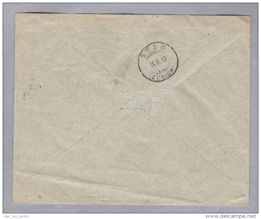 Heimat ZH  ZÜRICH STEG 1919-02-14 Taxierter Brief Von Wetzikon - Postage Due