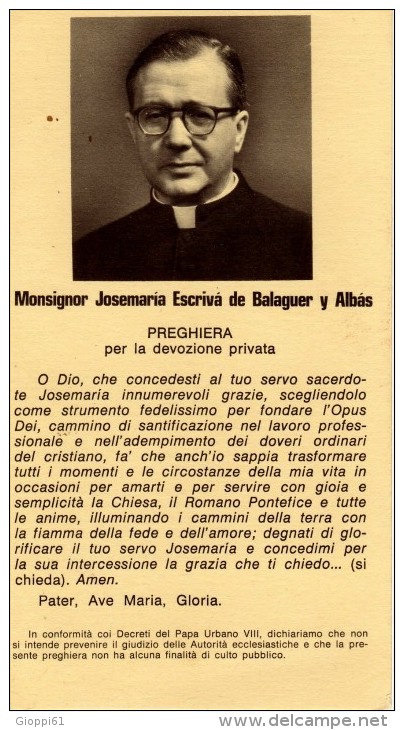 Monsignor Josemaria Escrivà De Balaguer Y Albàs - Santini