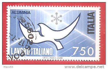 ITALIA REPUBBLICA USATO - 1988 - Lavoro Italiano - 2ª Emissione - Aluminia Spa - £ 750 - S. 1850 - 1981-90: Usati