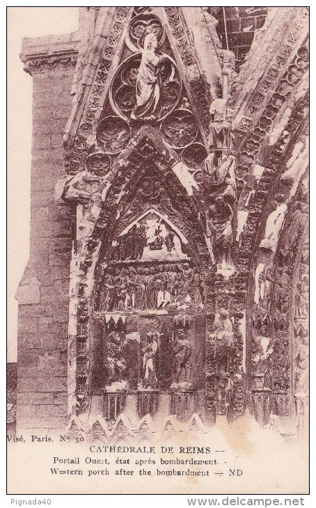 Cp , MILITARIA , Guerre 1914-1918 , Cathédrale De Reims , Portail Ouest , état Après Bombardement - Weltkrieg 1914-18