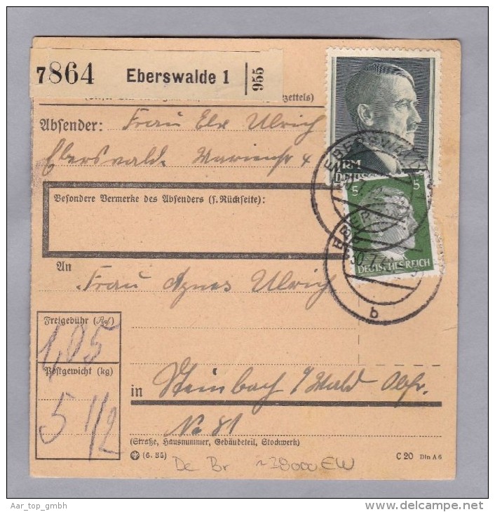 Heimat DE Br Eberswalde 1942-07-30 Auf Paketkarte Nach Steinbach - Briefe U. Dokumente