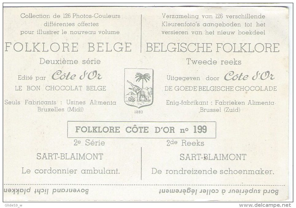 Folklore Belge Côte D'Or N° 199 - SART-BLAIMONT - Le Cordonnier Ambulant - Côte D'Or