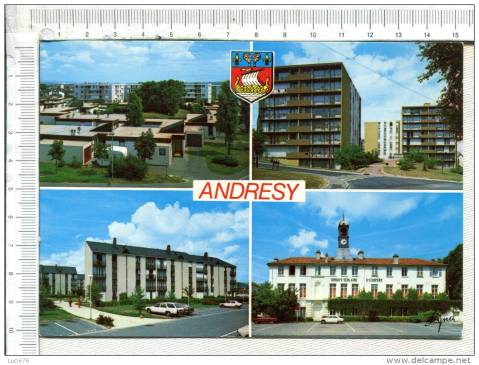 ANDRESY  -  4   Vues :     Résidences : DENOUVAl,  D HARCOURT, LES MAROTTES  - Groupe Scolaire ST EXUPERY - Andresy