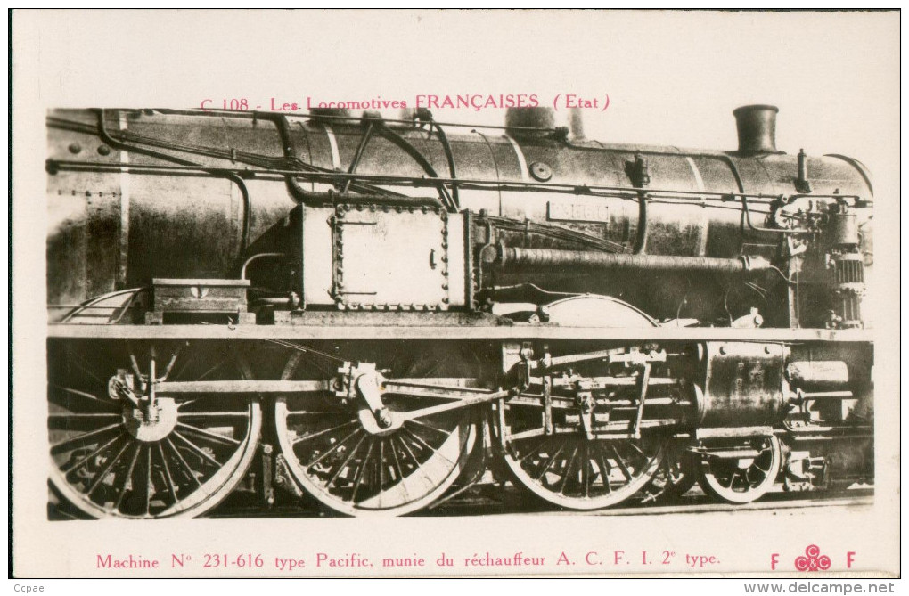 Locomotives Françaises - Etat - Machine  N° 231-616   Type "Pacific" - Trains