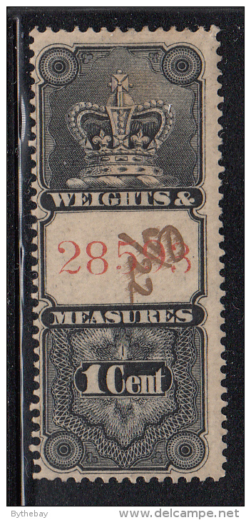 Canada Used Van Dam #FWM13 Weights & Measures 1c Black With Red Numbers At Centre - Fiscaux