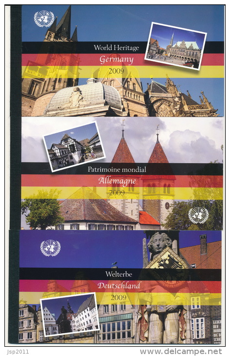 United Nations 2009. Germany World Heritage, Set Of 3 Prestige Booklets (NT, G, V), MNH (**) - Gemeinschaftsausgaben New York/Genf/Wien