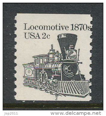 USA 1982 Scott # 1897A. Transportation Issue: Locomotive 1870s, With P#3, MNH (**) - Roulettes (Numéros De Planches)