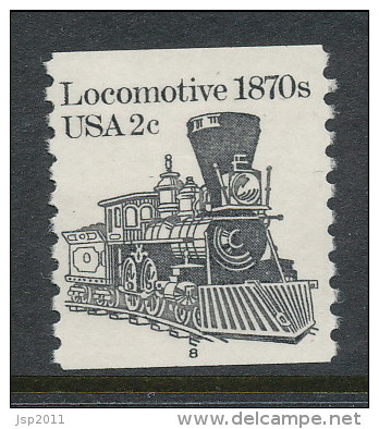 USA 1982 Scott # 1897A. Transportation Issue: Locomotive 1870s, With P#8, MNH (**) - Coils (Plate Numbers)