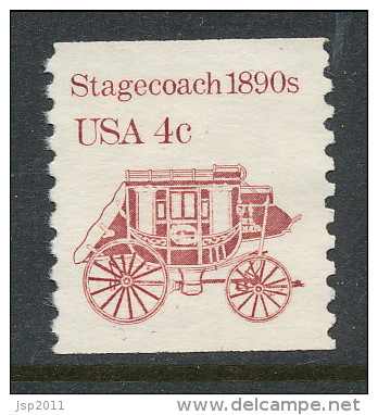 USA 1982 Scott # 1898A. Transportation Issue: Stagecoach 1890s, MNH (**) Block Tagged - Roulettes