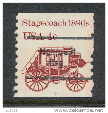 USA 1982 Scott # 1898Ab. Transportation Issue: Stagecoach 1890s, MNH (**), Tagged Omited, P#5 - Ruedecillas (Números De Placas)