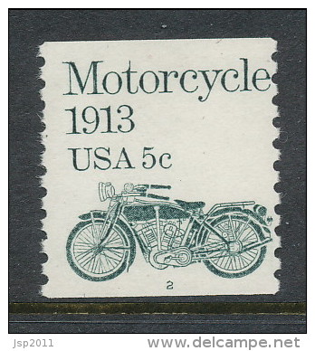 USA 1983 Scott # 1899. Transportation Issue: Motorcycle 1913, MNH (**), Single P#2 - Roulettes (Numéros De Planches)