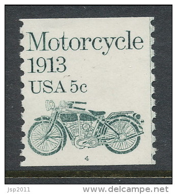 USA 1983 Scott # 1899. Transportation Issue: Motorcycle 1913, MNH (**), Single P#4 - Ruedecillas (Números De Placas)