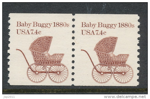 USA 1984 Scott # 1902. Transportation Issue: Baby Buuggy 1880s, MNH (**) Pair - Coils & Coil Singles