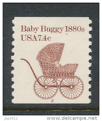 USA 1984 Scott # 1902. Transportation Issue: Baby Buuggy 1880s, MNH (**) Single P#2 - Roulettes (Numéros De Planches)