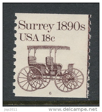 USA 1981 Scott # 1907. Transportation Issue: Surrey 1890s MNH (**). Tagget  P#6 - Roulettes (Numéros De Planches)