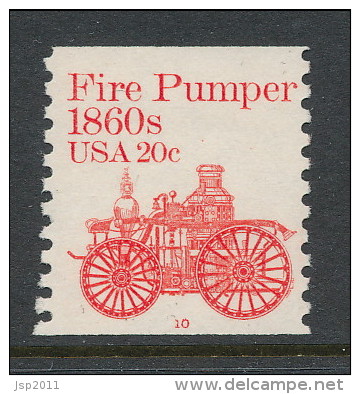 USA 1981 Scott # 1908. Transportation Issue: Fire  Pumper 1860s, MNH (**). Tagget  P#10 - Roulettes (Numéros De Planches)