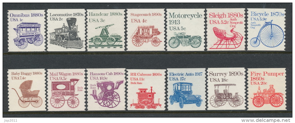 USA 1981-1884 Scott # 1897-1908. Transportation Issue: Set Of 14, MNH (**) - Roulettes