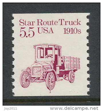 USA 1986 Scott # 2125. Transportation Issue: Star Route Truck 1910s, P# 1, MNH (**). - Ruedecillas (Números De Placas)