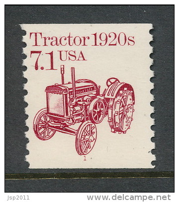 USA 1987 Scott # 2127. Transportation Issue: Tractor 1920s, P# 1 MNH (**). - Coils (Plate Numbers)