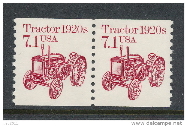 USA 1987 Scott # 2127, Transportation Issue: Tractor 1920s, Pair, MNH (**). - Coils & Coil Singles