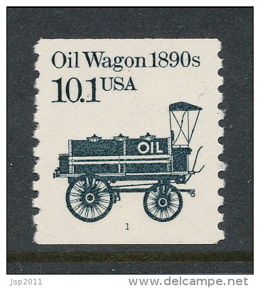 USA 1985 Scott # 2130. Transportation Issue: Oil Wagon 1980s, P# 1 MNH (**). - Ruedecillas (Números De Placas)