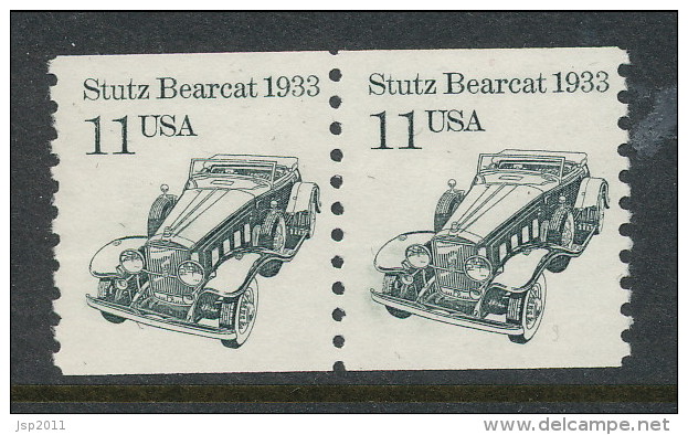 USA 1985 Scott # 2131. Transportation Issue: Stutz Bearcat 1933, Pair MNH (**). - Coils & Coil Singles