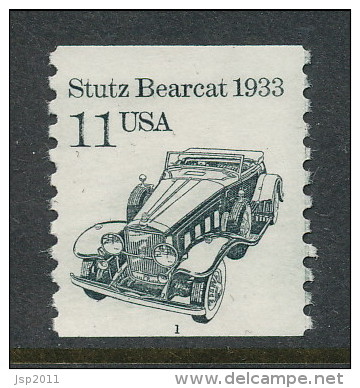 USA 1985 Scott # 2131. Transportation Issue: Stutz Bearcat 1933,  Set Of 4 With P#1 To 4, MNH (**). - Ruedecillas (Números De Placas)