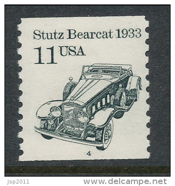 USA 1985 Scott # 2131. Transportation Issue: Stutz Bearcat 1933,  Set Of 4 With P#1 To 4, MNH (**). - Roulettes (Numéros De Planches)