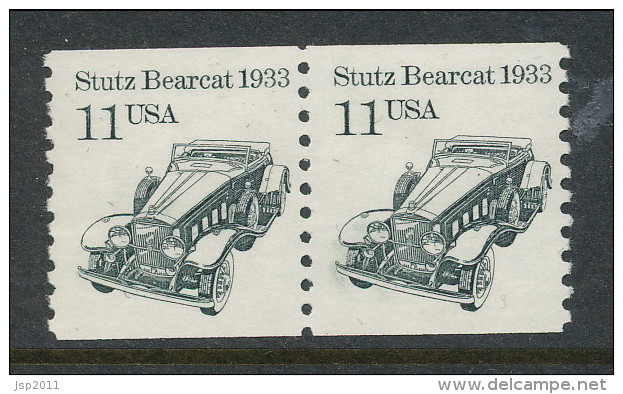 USA 1985 Scott # 2132. Transportation Issue: Stanley Steamer 1909.  Pair, MNH (**). - Roulettes