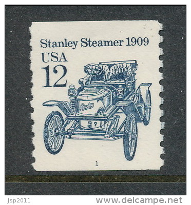 USA 1985 Scott # 2132. Transportation Issue: Stanley Steamer 1909. Set Of 2 With  P#1 And P#2, MNH (**). - Coils (Plate Numbers)