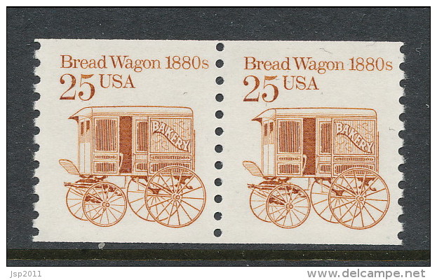 USA 1986 Scott # 2136. Transportation Issue: Brread Wagon 1880s. Pair, MNH (**). - Roulettes