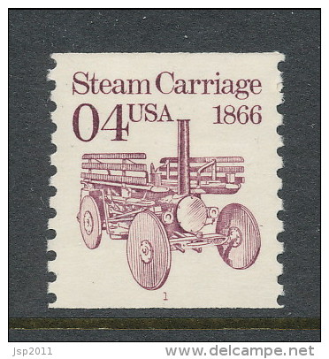 USA 1991 Scott # 2451. Transportation Issue: Steam Carriage 1866.  P#1, MNH (**). - Rollenmarken (Plattennummern)