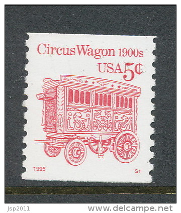 USA 1995 Scott # 2452D. Transportation Issue: Circus Wagon 1900s. P#S1 MNH (**). - Ruedecillas (Números De Placas)