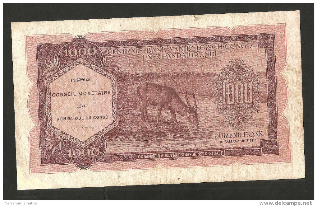 [NC] CONGO BELGE - BANQUE CENTRALE Du CONGO BELGE Et Du RUANDA-URUNDI - 1000 FRANCS (1962) - Belgian Congo Bank