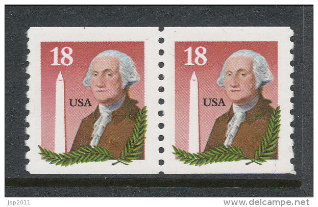 USA 1985 Scott # 2149a. George Washington, Washington Monument, Pair, MNH (**). - Roulettes