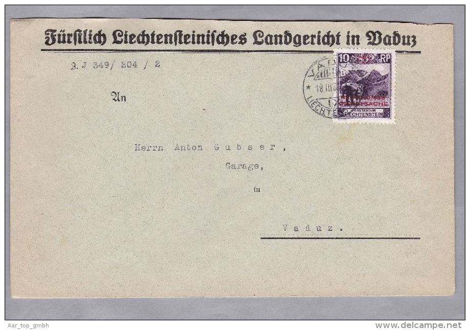 Liechtenstein Dienst 1933-03-18 VADUZ Brief  (ohne Klappe) - Service