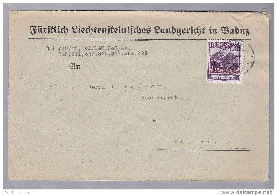 Liechtenstein Dienst 1932-04-30 Brief Nach Mauren Mit 10 Rp. - Service