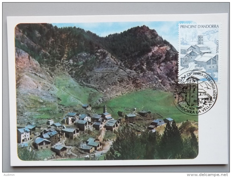 Andorra Spanisch 185 Yv 176 Maximumkarte MK/MC, ESST, Dorf Pal Im Winter - Lettres & Documents